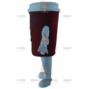 Red and White Coffee Cup BIGGYMONKEY™ Mascot Costume -