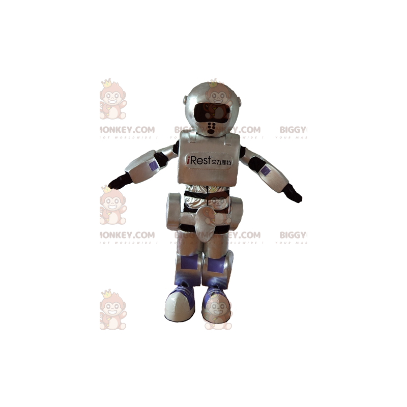 Costume de mascotte BIGGYMONKEY™ de robot gris noir et violet Costume de mascotte BIGGYMONKEY™ de robot gris noir et violet