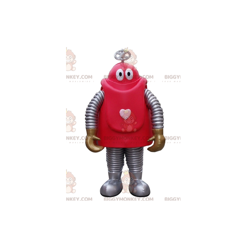 Cartoon rode en grijze robot BIGGYMONKEY™ mascottekostuum -