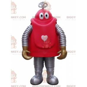 Tegneserie rød og grå robot BIGGYMONKEY™ maskotdrakt - Maskotter kjente mennesker - BIGGYMONKEY_04343 - BiggyMonkey.com