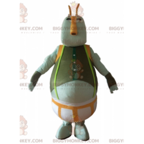 BIGGYMONKEY™ Fat Man harmaa vihreä ja oranssi hirviömaskottiasu