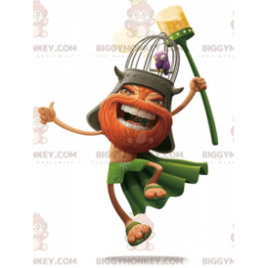 Skäggig Viking BIGGYMONKEY™ maskotdräkt klädd i orange och
