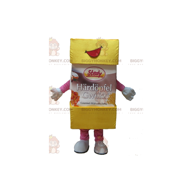 Disfraz de mascota BIGGYMONKEY™ de azúcar glas amarillo y rosa Disfraz de mascota BIGGYMONKEY™ de azúcar glas amarillo y rosa