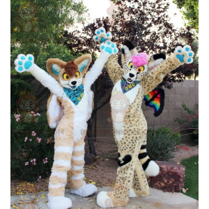2 mooie en kleurrijke kattenmascotte BIGGYMONKEY™s -