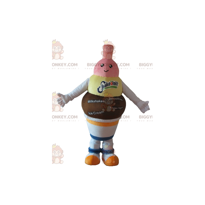 Schokoladen-Vanille-Erdbeereis BIGGYMONKEY™ Maskottchen-Kostüm Schokoladen-Vanille-Erdbeereis BIGGYMONKEY™ Maskottchen-Kostüm