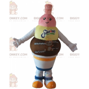 Costume de mascotte BIGGYMONKEY™ de glace à la fraise au