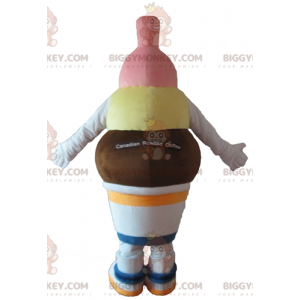 Suklaa-vanilja-mansikkajäätelö BIGGYMONKEY™ maskottiasu -