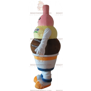 Čokoládová vanilková jahodová zmrzlina Kostým maskota BIGGYMONKEY™ - Ovocný maskot - BIGGYMONKEY_04356 - BiggyMonkey.com