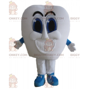 Maskot BIGGYMONKEY™ Kostým obří bílý zub s modrýma očima –