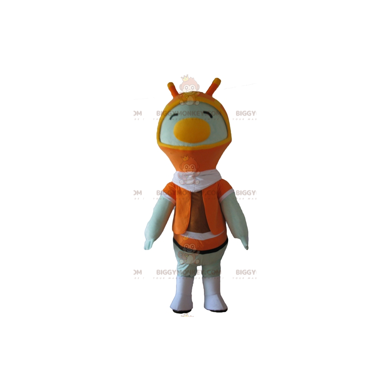Penguin White Bird BIGGYMONKEY™ maskotdräkt med orange balaclava - Djur maskot - BIGGYMONKEY_04365 - BiggyMonkey.com