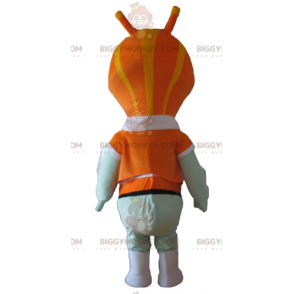 Penguin White Bird BIGGYMONKEY™ maskotdräkt med orange balaclava - Djur maskot - BIGGYMONKEY_04365 - BiggyMonkey.com