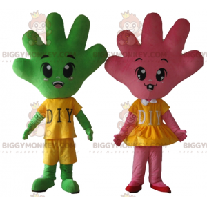 2 BIGGYMONKEY™s mascot hands one very cute pink and one green –
