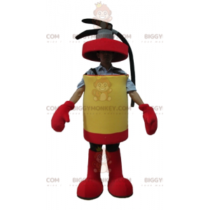 Giant Red and Yellow Fire Extinguisher BIGGYMONKEY™ Mascot