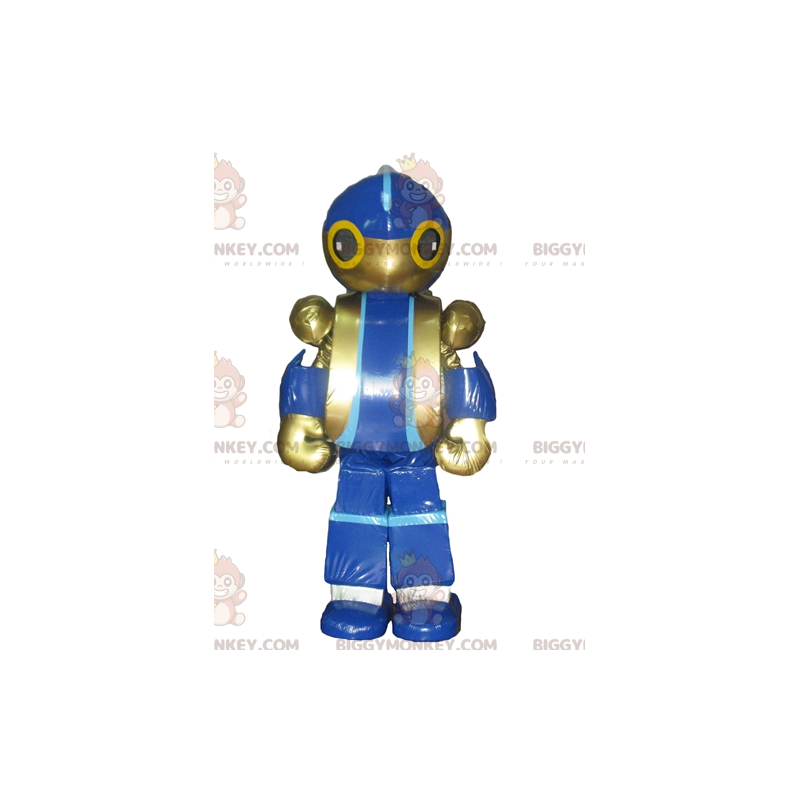 Fantasia de mascote gigante de brinquedo azul e dourado Fantasia de mascote gigante de brinquedo azul e dourado