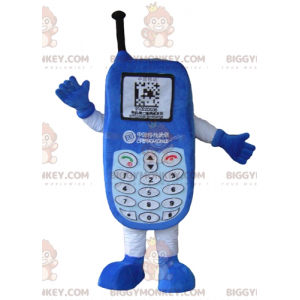 Blauwe mobiele telefoon BIGGYMONKEY™ mascottekostuum met