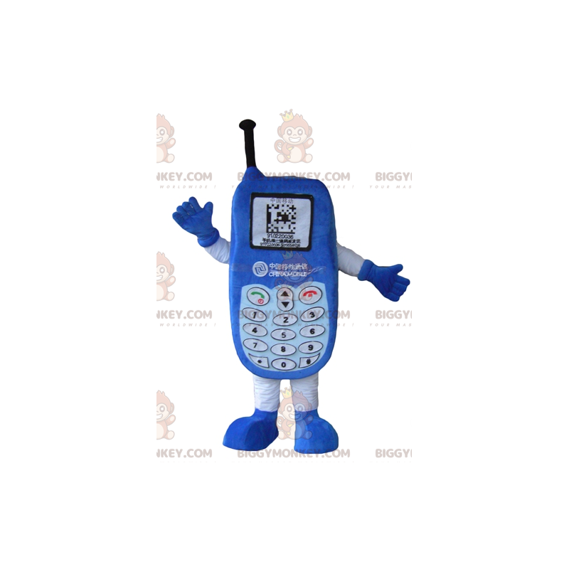 Blå mobiltelefon BIGGYMONKEY™ maskotdräkt med knappsats - Blå mobiltelefon BIGGYMONKEY™ maskotdräkt med knappsats -