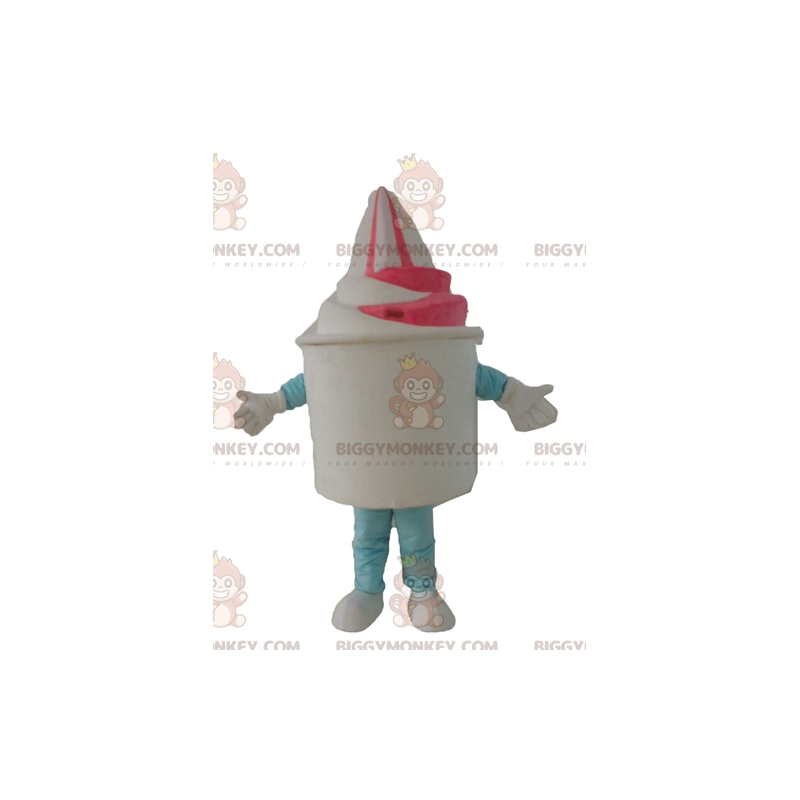 Costume da mascotte BIGGYMONKEY™ Ice Cream Ice Cream bianco e Costume da mascotte BIGGYMONKEY™ Ice Cream Ice Cream bianco e