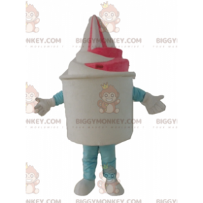 Hvid og Pink Ice Cream Ice Cream Pot BIGGYMONKEY™ maskotkostume