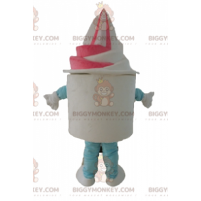 Hvid og Pink Ice Cream Ice Cream Pot BIGGYMONKEY™ maskotkostume