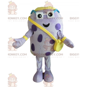 Zábavný kostým maskota s obřím puntíkem a purpurovým hmyzem