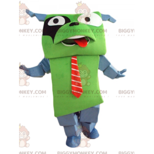 Sjovt kæmpe grøn og grå hund BIGGYMONKEY™ maskotkostume med
