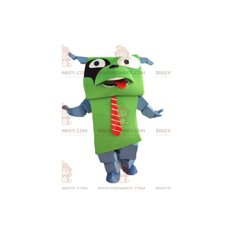 Fantasia de mascote BIGGYMONKEY™ cão gigante verde e cinza Fantasia de mascote BIGGYMONKEY™ cão gigante verde e cinza