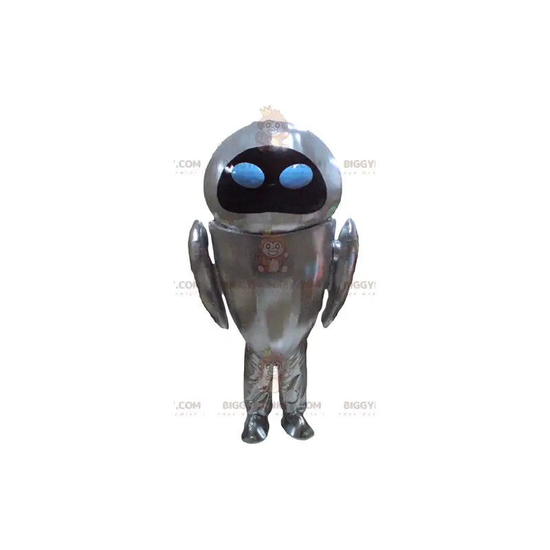 Metallic Gray Robot BIGGYMONKEY™ Mascot Costume with Blue Eyes Metallic Gray Robot BIGGYMONKEY™ Mascot Costume with Blue Eyes