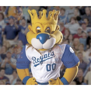 Lion BIGGYMONKEY™ Mascot Costume with Crown Shaped Head -