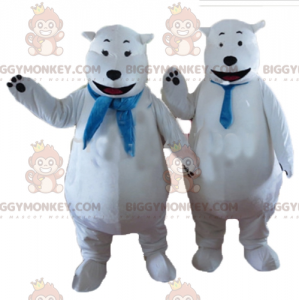 BIGGYMONKEY™s isbjørnmaskot med blått skjerf - Bjørn maskot - BIGGYMONKEY_04409 - BiggyMonkey.com