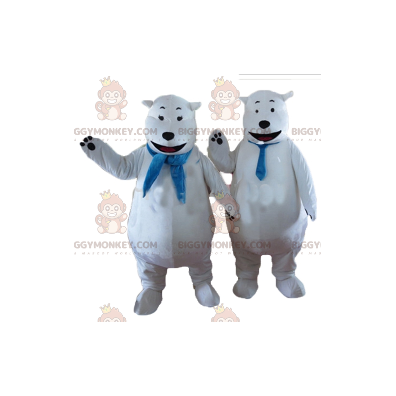 BIGGYMONKEY™s isbjørnmaskot med blått skjerf - Bjørn maskot - BIGGYMONKEY_04409 - BiggyMonkey.com