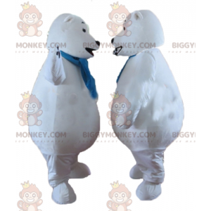 BIGGYMONKEY™s isbjørnmaskot med blått skjerf - Bjørn maskot - BIGGYMONKEY_04409 - BiggyMonkey.com