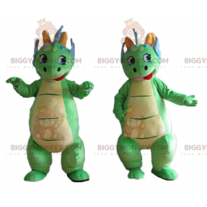 Duo de mascottes BIGGYMONKEY™ de dinosaures verts et bleus