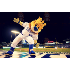 Costume da mascotte Leone BIGGYMONKEY™ con testa a forma di