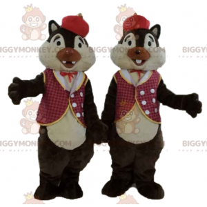2 mascotte scoiattolo BIGGYMONKEY™ di Tic et Tac in abiti