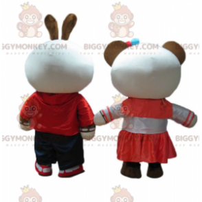 BIGGYMONKEY™s Maskottchen ein lächelnder braun-weißer Hase und