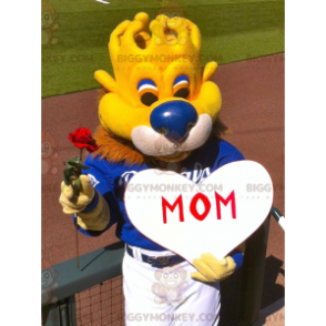 Løve BIGGYMONKEY™ maskotkostume med kroneformet hoved -