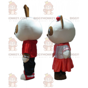 BIGGYMONKEY™s Maskottchen ein lächelnder braun-weißer Hase und
