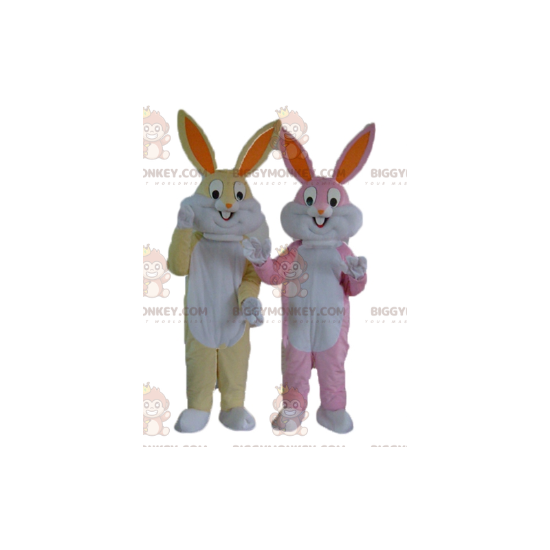 2 BIGGYMONKEY™s mascot rabbits one yellow and white and one