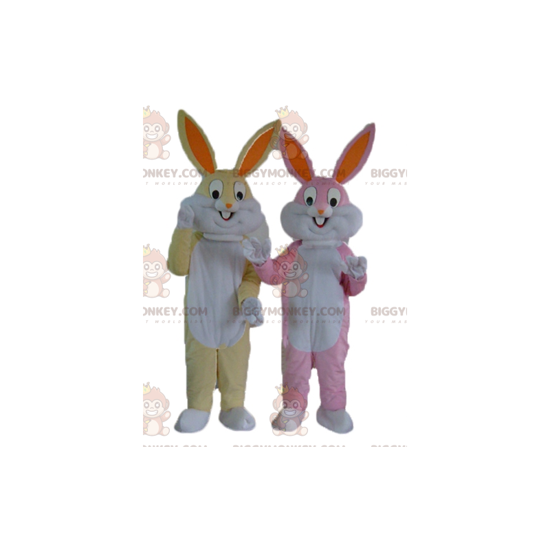 2 conigli mascotte di BIGGYMONKEY uno giallo e bianco e uno 2 conigli mascotte di BIGGYMONKEY uno giallo e bianco e uno
