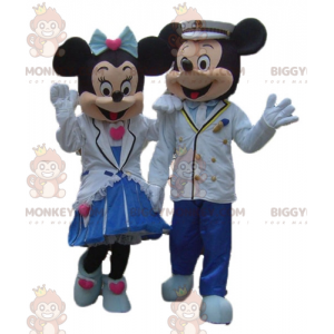 2 gut gekleidete niedliche Minnie- und Mickey-Mouse-Maskottchen