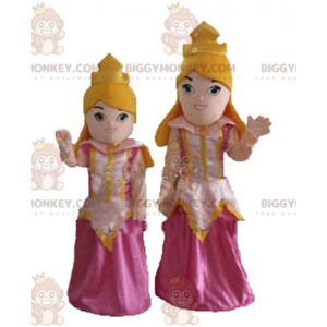 mascotes BIGGYMONKEY™ de princesas loiras em vestidos