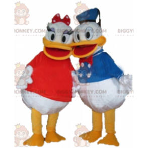 2 Maskot BIGGYMONKEY™ slavného páru Disneyho Daisy a Donalda –