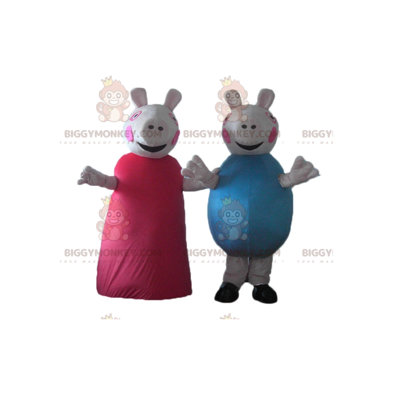 porcos mascote do BIGGYMONKEY™, um de vermelho veste o outro de porcos mascote do BIGGYMONKEY™, um de vermelho veste o outro de