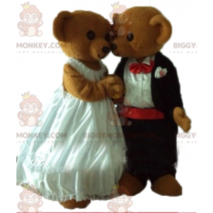 2 plyšoví medvídci s maskotem BIGGYMONKEY™ ve svatebních šatech