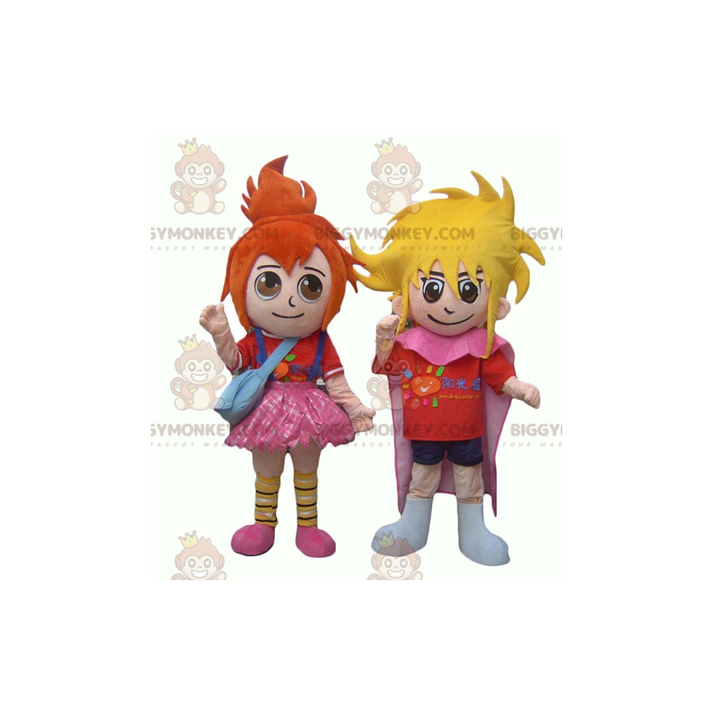 2 BIGGYMONKEY™s kids mascot a redhead girl and a blonde boy - 2 BIGGYMONKEY™s kids mascot a redhead girl and a blonde boy -