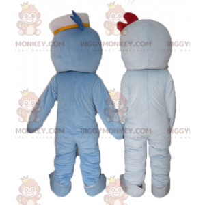 2 BIGGYMONKEY™s blå og hvite fiskedelfinmaskot