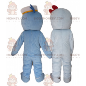 2 BIGGYMONKEY™s blue and white fish dolphins mascot -