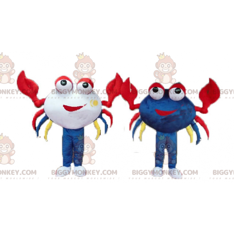 2 BIGGYMONKEY™s mascot of very colorful and smiling crabs -