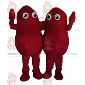 2 BIGGYMONKEY™s rote Kartoffelmännchen-Maskottchen -