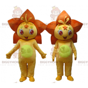 2 BIGGYMONKEY™s Orange and Yellow Lily Flower Mascot -